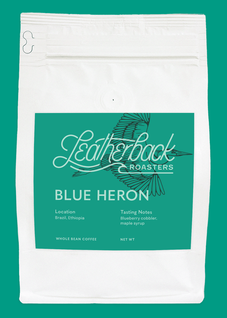 Blue Heron Blend. Brazil and Ethiopia. Tasting notes blueberry cobbler and maple syrup