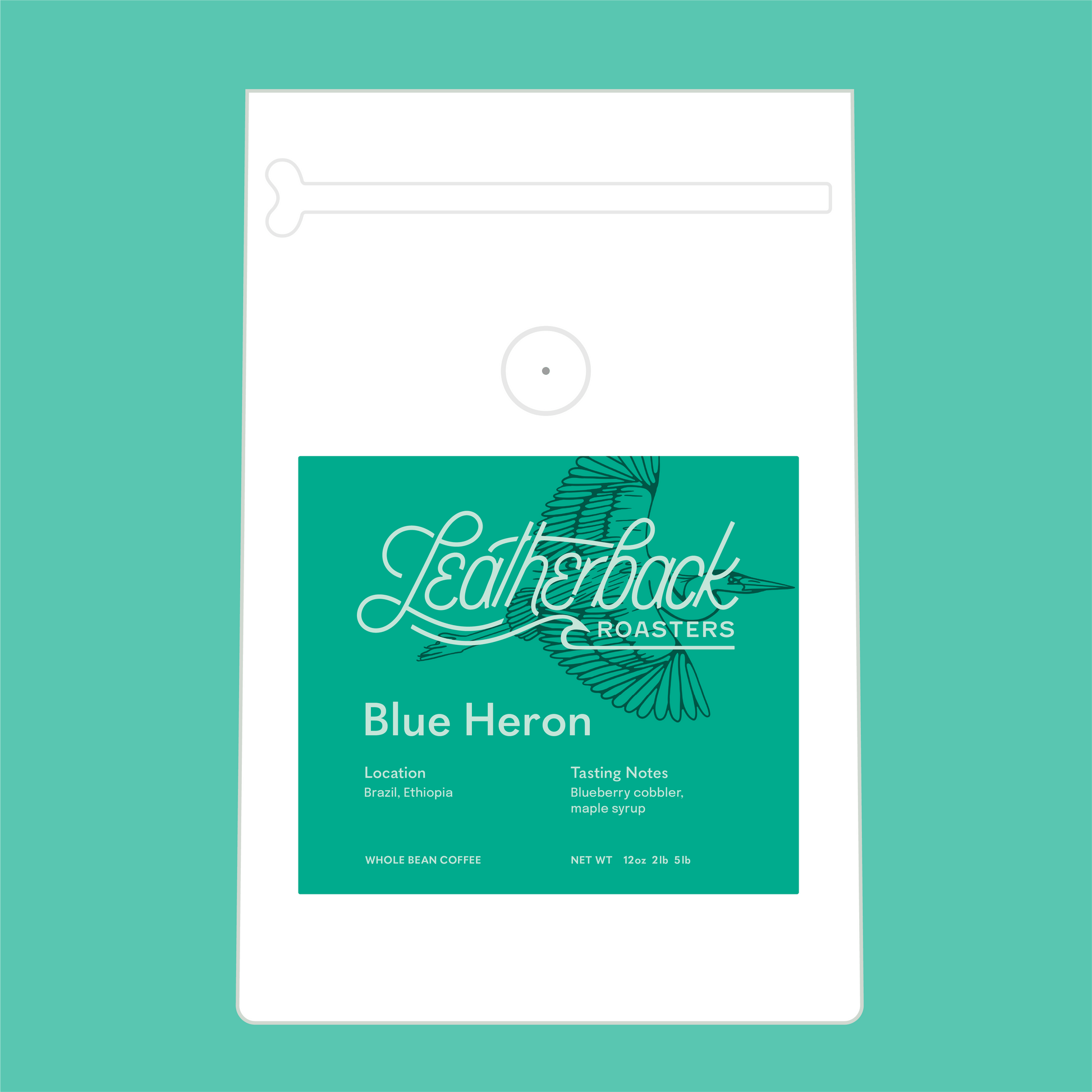 Blue Heron Blend | Whole Bean Coffee | Brazil Coffee | Ethiopia Coffee | 12 oz. Bag | Leatherback Roasters | Orlando, Florida | Specialty Coffee | Craft Coffee Blend
