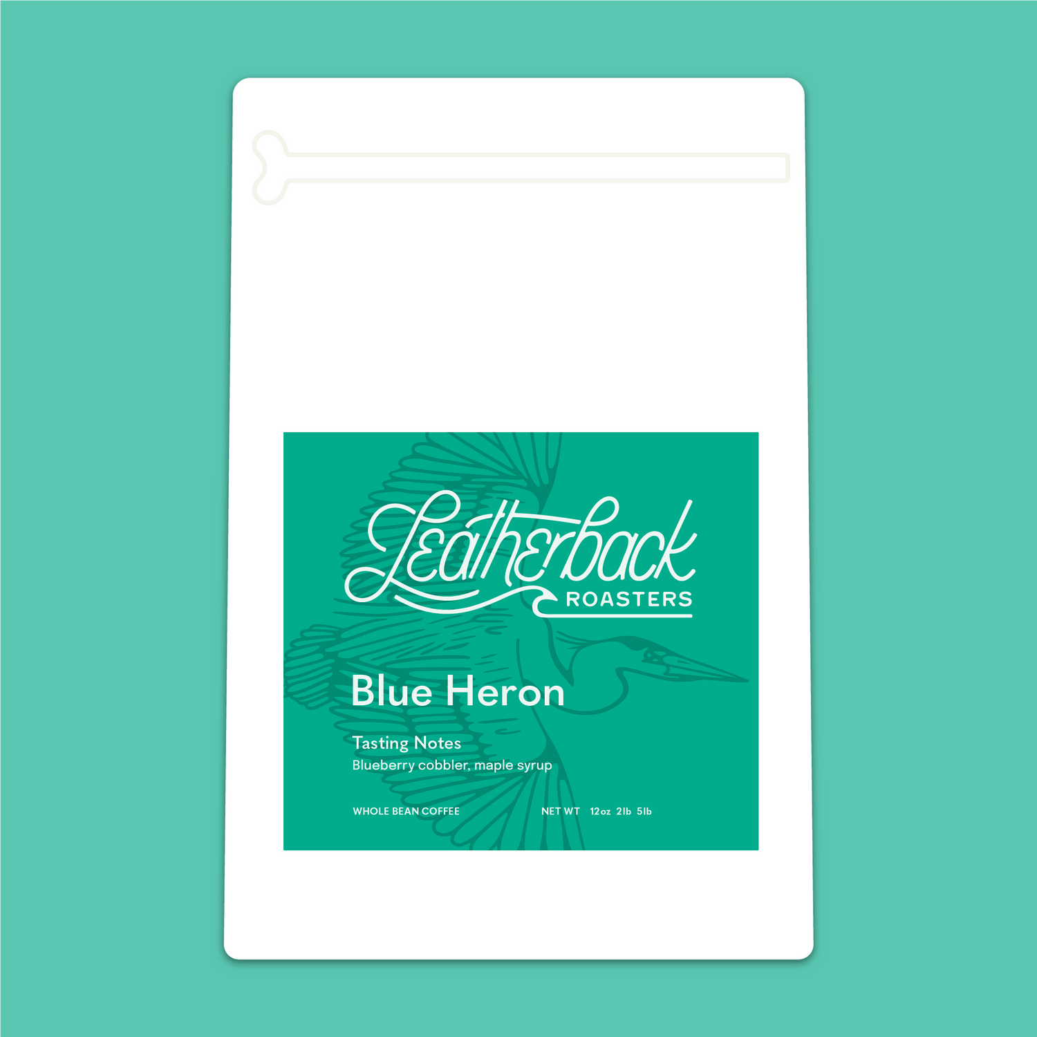 Blue Heron medium-light roast blend coffee bag - Leatherback Roasters Orlando Florida
