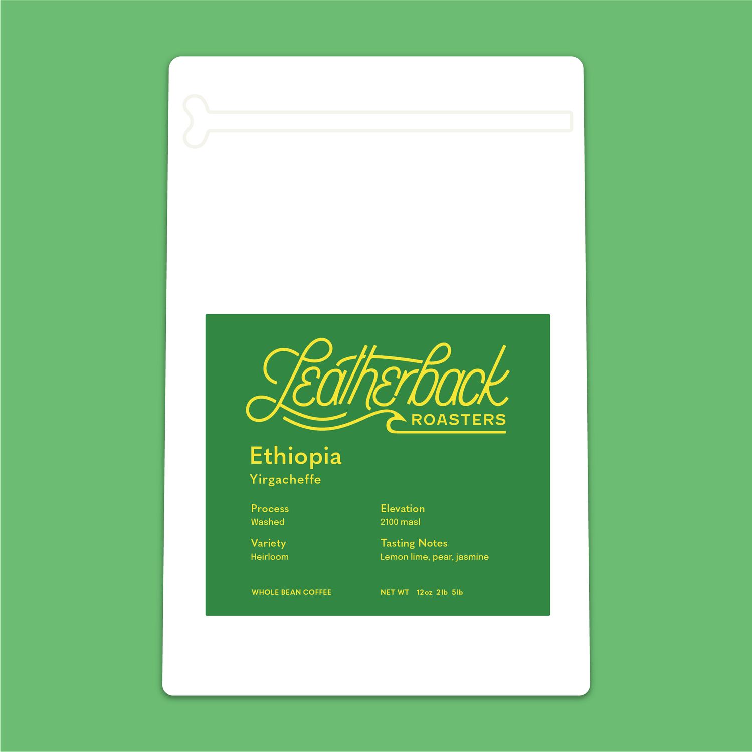 Ethiopia Yirgacheffe Aricha light roast single origin coffee bag - Leatherback Roasters Orlando Florida