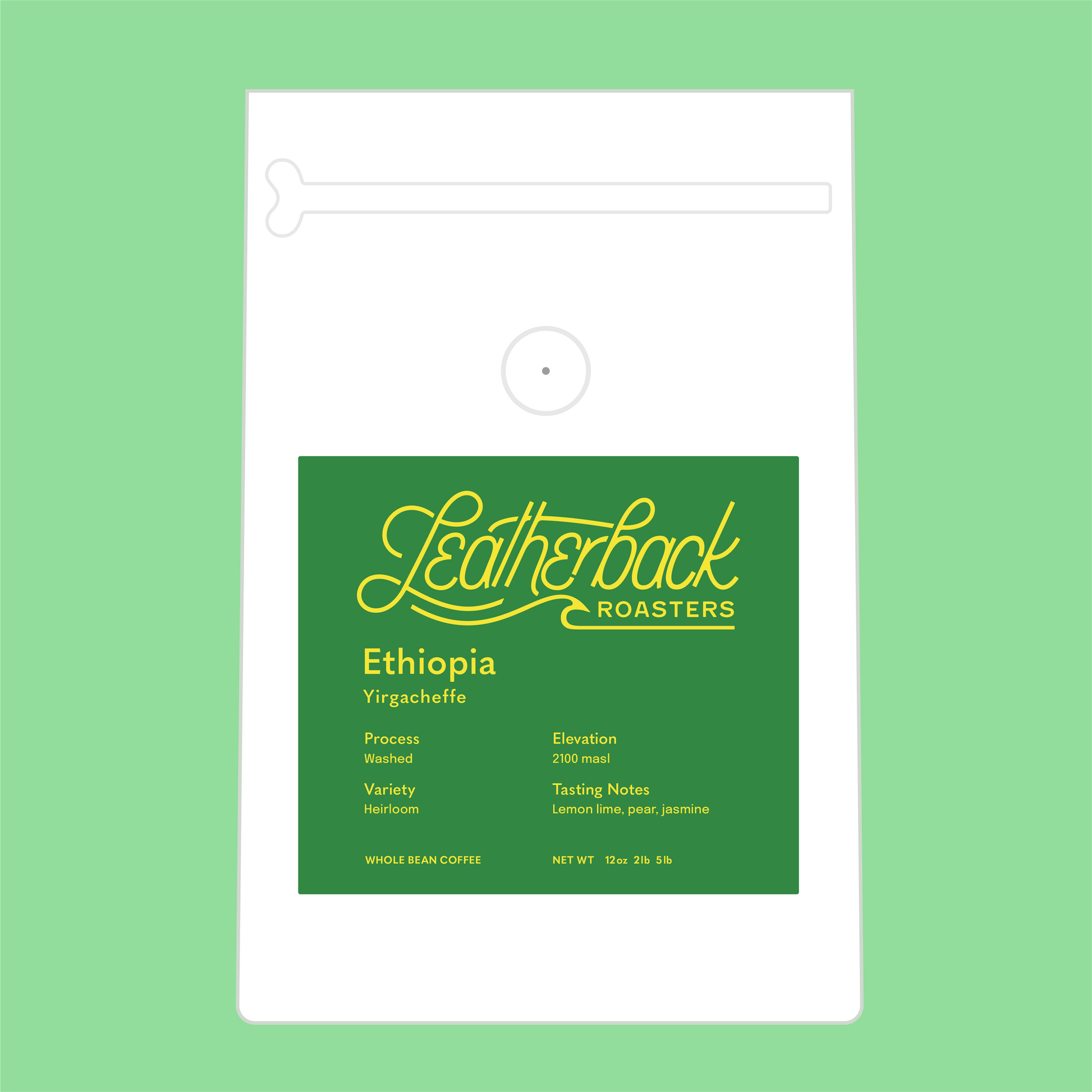 Ethiopia Yirgacheffe Aricha | Whole Bean Coffee | Single-Origin Coffee | 12 oz. Bag | Leatherback Roasters | Orlando, Florida | Specialty Coffee | Craft Coffee