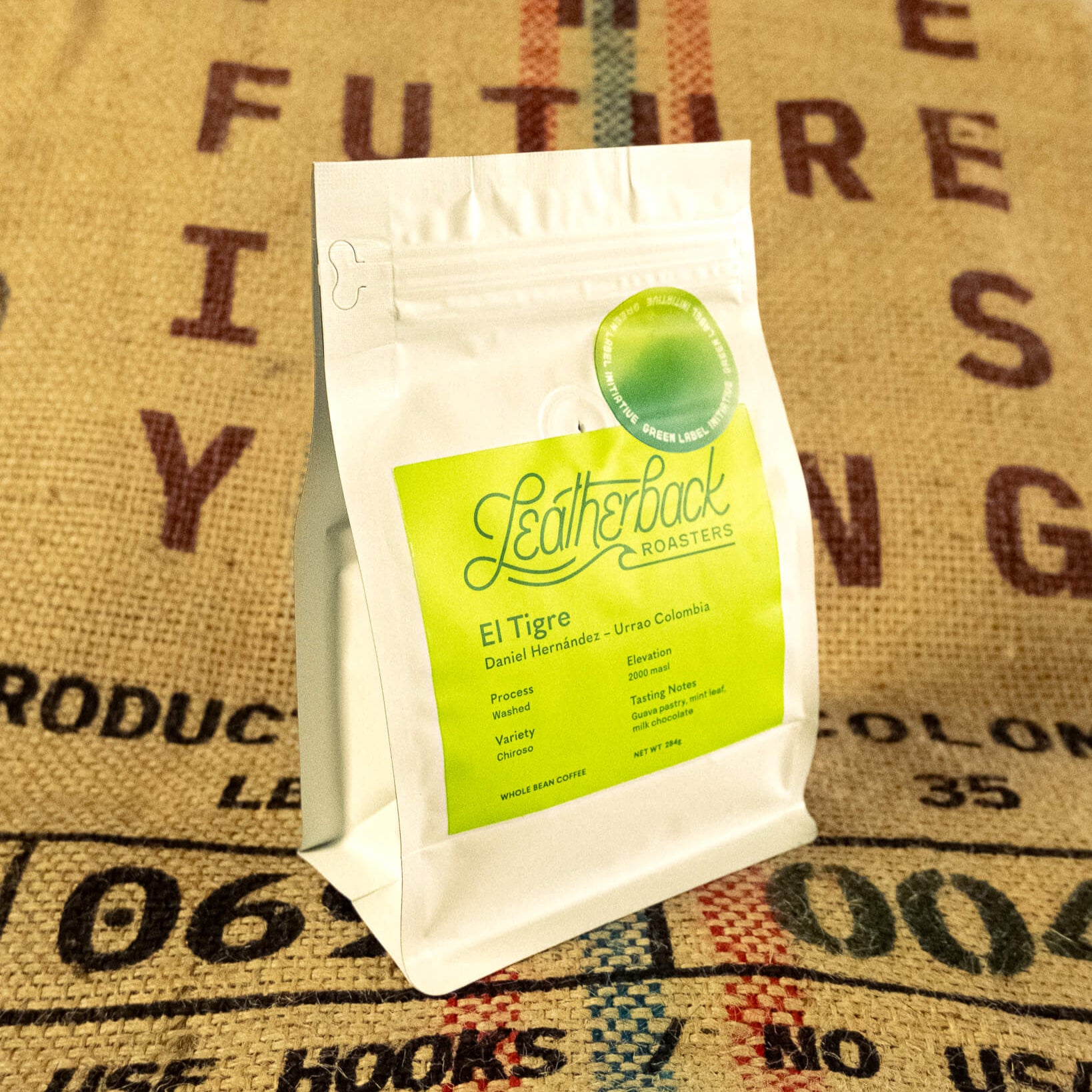 El Tigre Chiroso | Daniel Hernández | Specialty Coffee | Unique Coffee | Rare Coffee | Rare and New Variety | Whole Bean Coffee | 10 oz. Bag | Leatherback Roasters | Orlando, Florida | Green Label Initiative Coffee