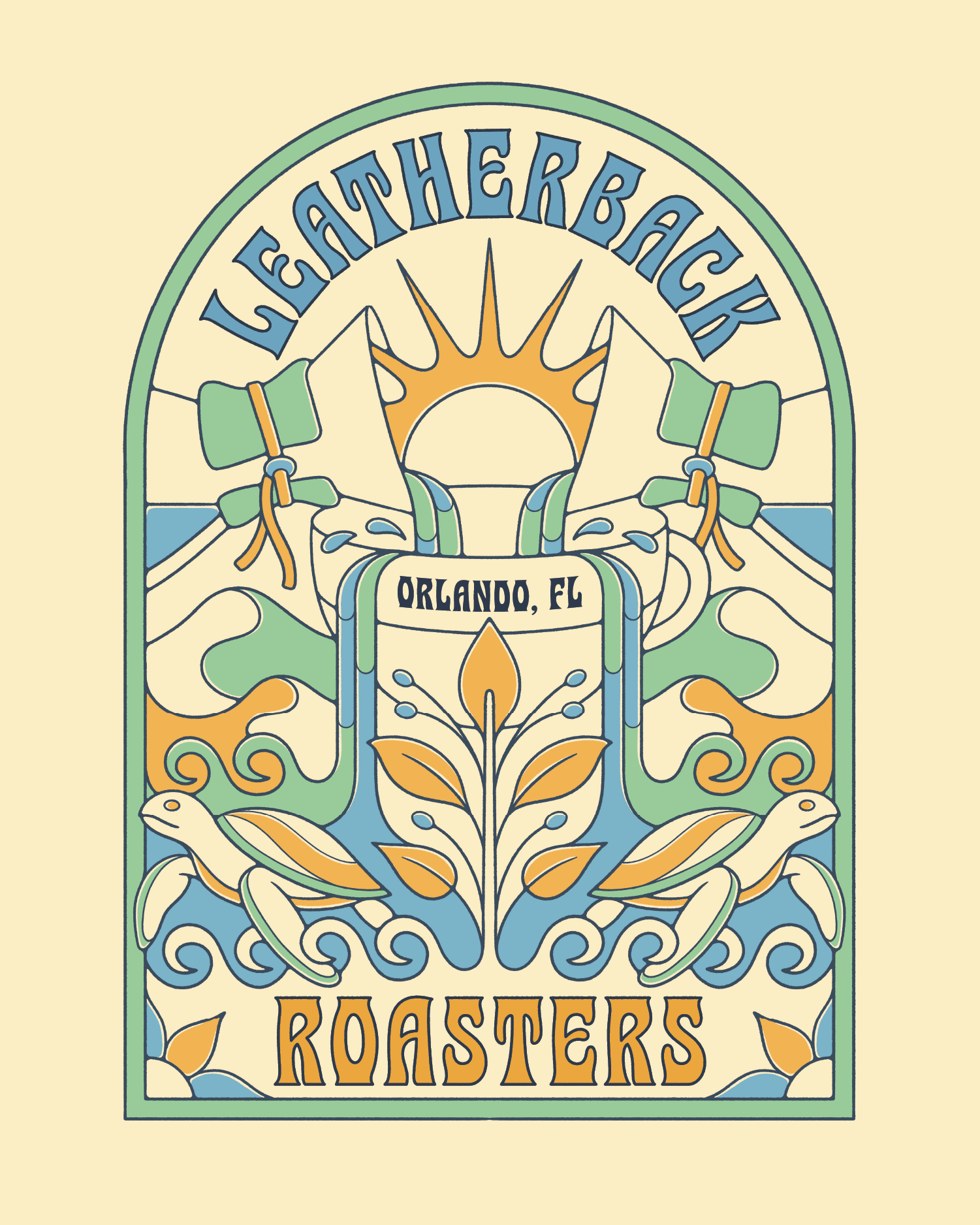 Leatherback Roasters Story of Coffee Retro Tee
