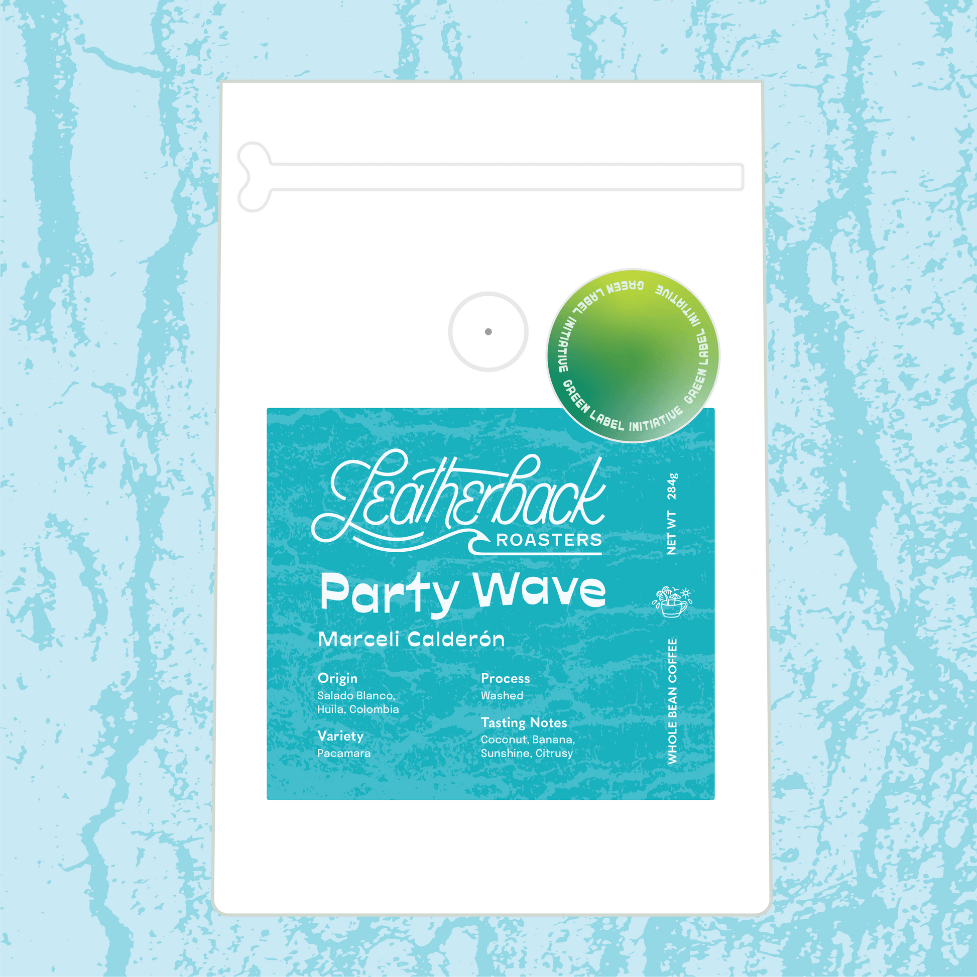 Single-origin Colombia Pacamara coffee by Leatherback Roasters. Orlando, Florida, specialty coffee roasters. Producer: Marceli Calderón.