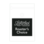 Leatherback Roasters coffee packaging with 'Roaster's Choice' text on a white background