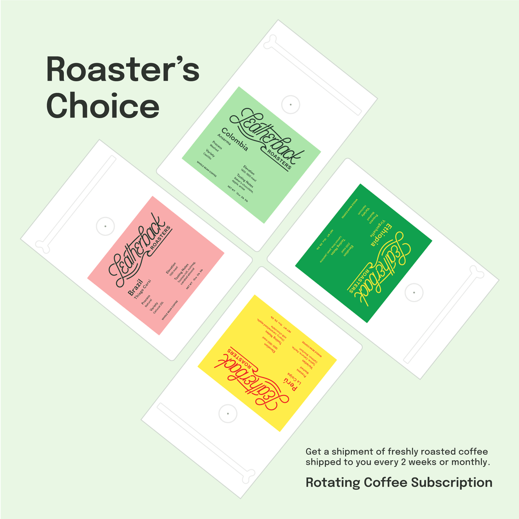 Leatherback Roaster's Choice Coffee Subscription. Rotating Coffees shipped directly to you!