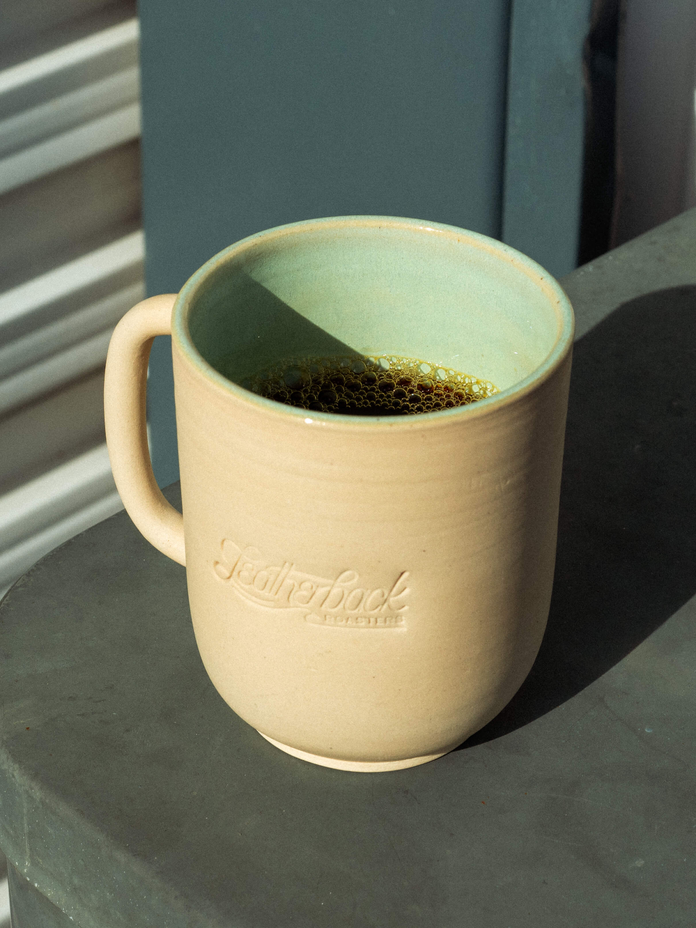 Stoneware Coffee Mug | Collaborating with Local Artist | Leatherback Roasters | Orlando, Florida | Specialty Coffee Mug