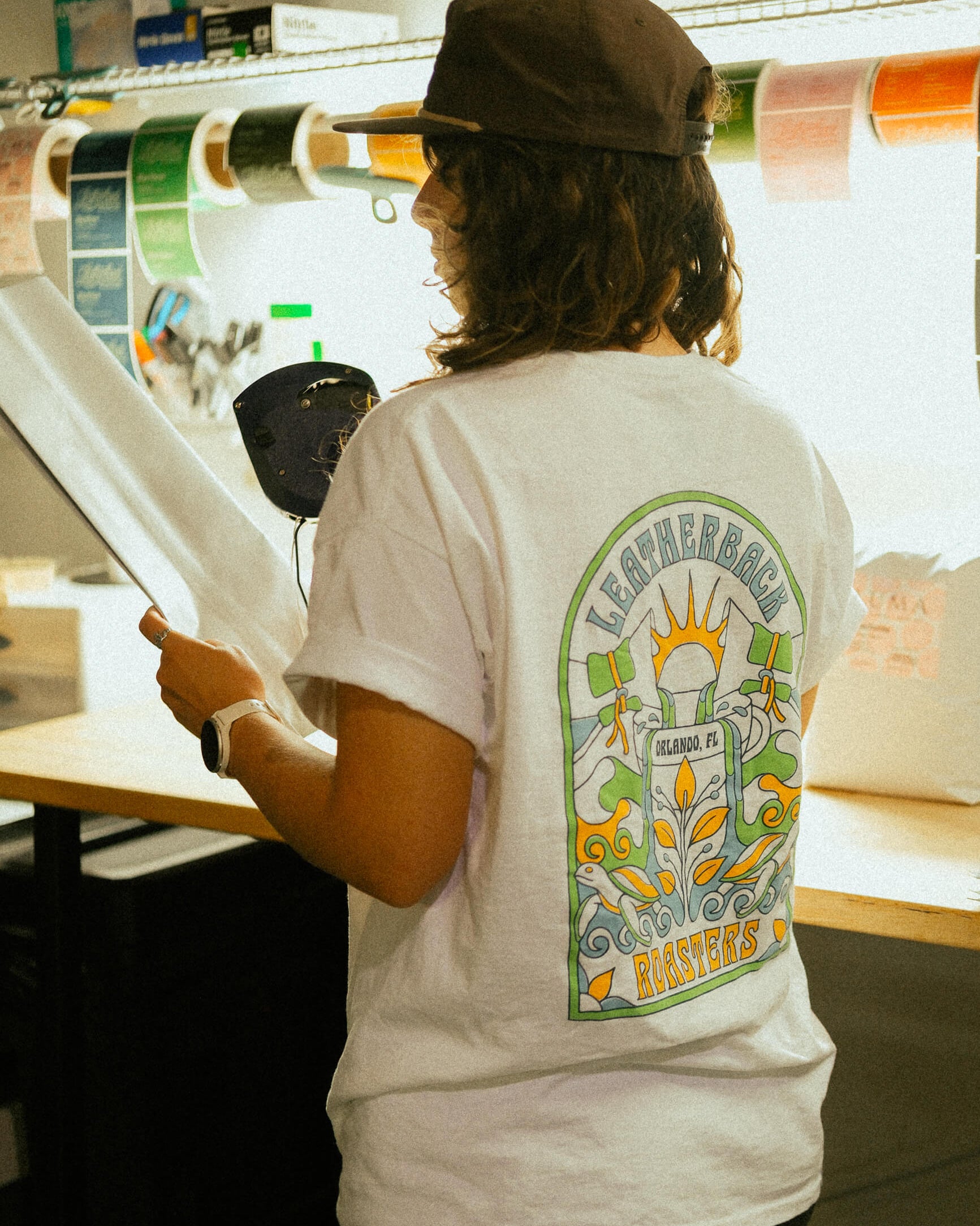 Leatherback Roasters Story of Coffee Retro Tee